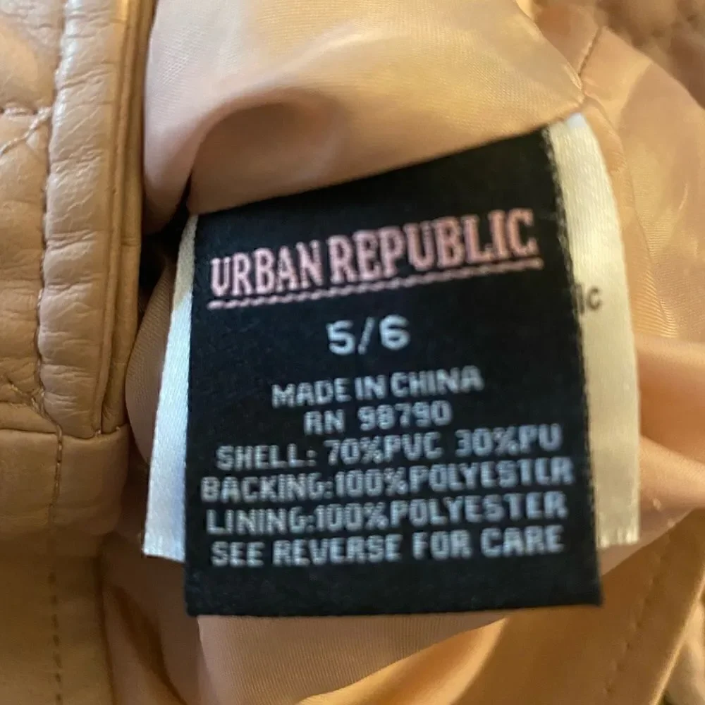 Urban Republic Girls Collection Faux Leather Moto Jacket Rose size S/5